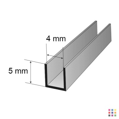 Profilé de 2m en plomb Mommer U plat 5x4mm demi-dur