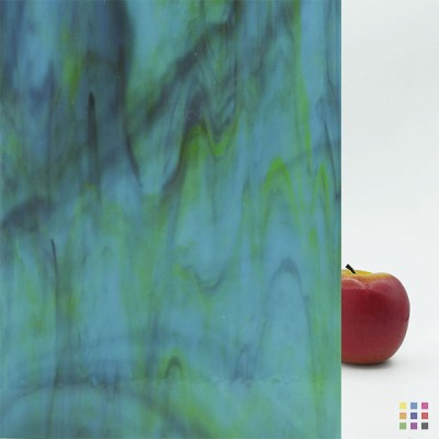W Opalescent 275-L dark purple, yellowish green and medium blue 82x107cm
