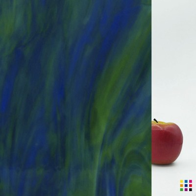 W Opalescent 197-D bleu foncé et vert moyen 27x27cm