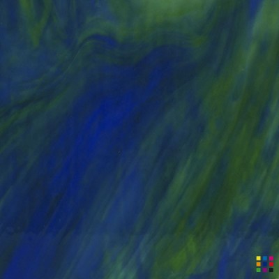 W Opalescent 197-D bleu foncé et vert moyen 27x27cm
