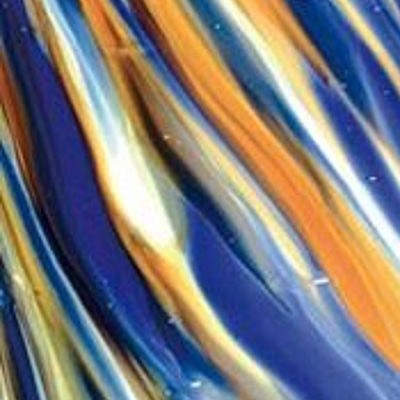 L Streaky S19 opaque blue and selemium red on clear